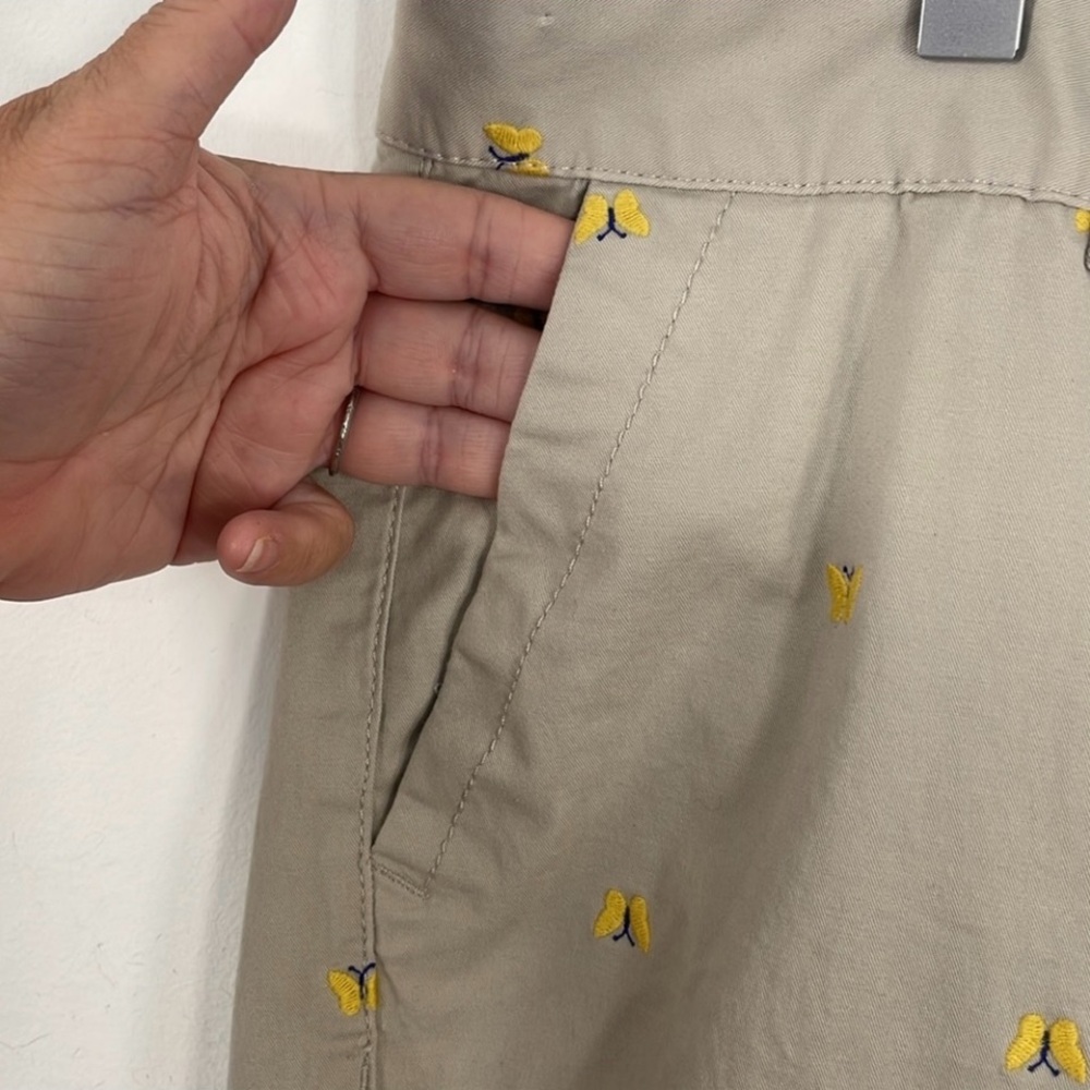 Talbots Plus Size Embroidered Butterfly The Weekend Khaki Chino Pants Sz 16W - Picture 3 of 8